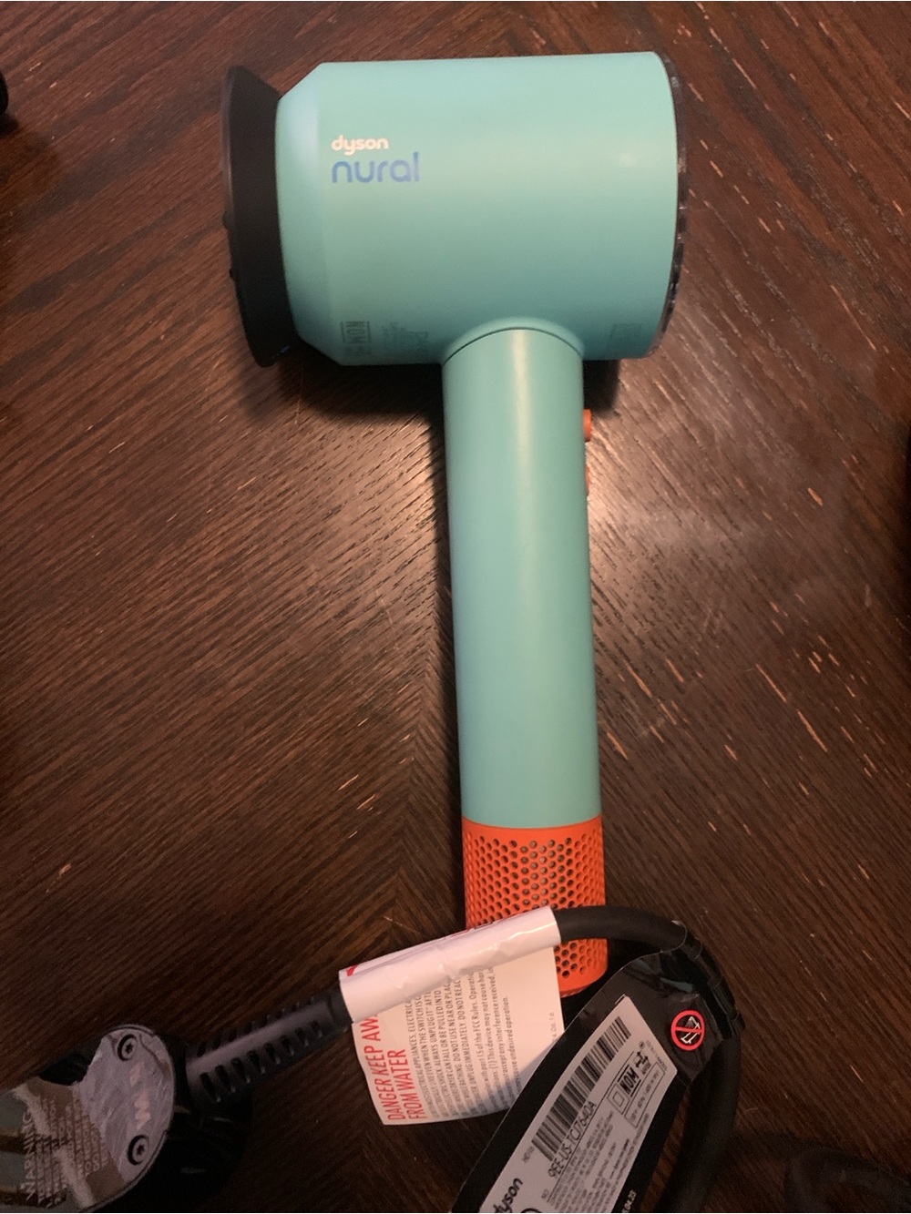 Dyson nural Hair Dryer in Aqua with Orange Accent